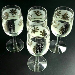 Vintage - Wine Glass - Silver Leaf by LIBBEY GLASS COMPANY- Set of 4